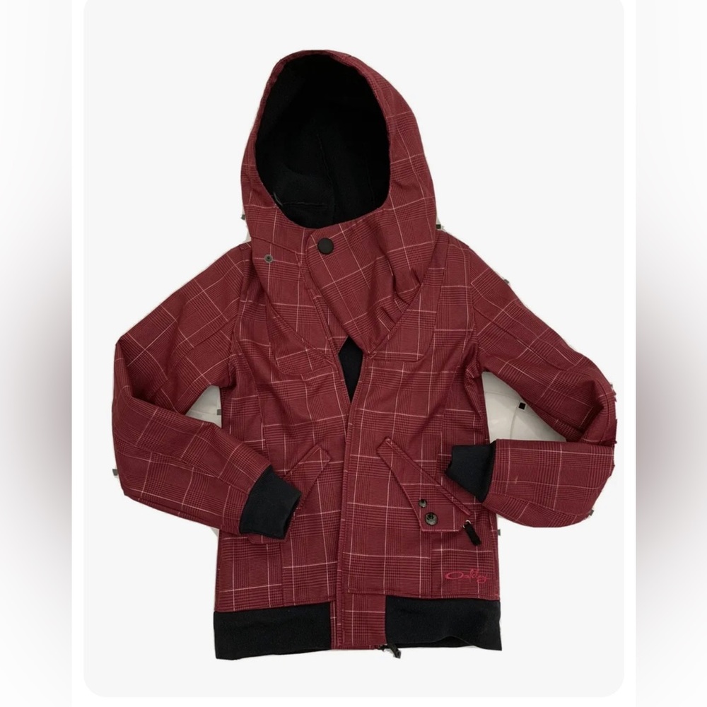 Oakley womens winter ski snowboard coat jacket maroon plaid XS